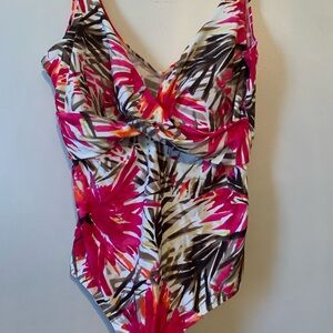 Alia Tropical Pink and Black One Piece
